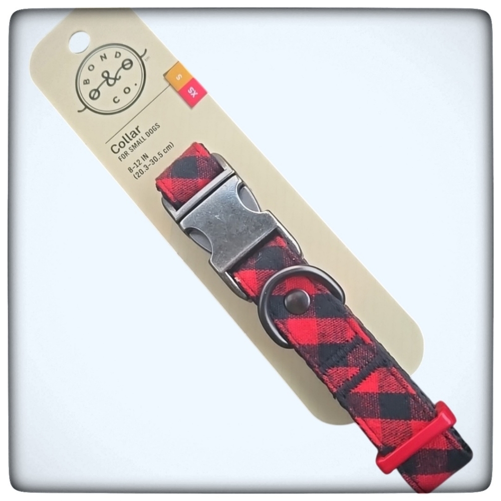 Bond & Co Buffalo Check Adjustable Dog Collar-Size XS/S 8-12in